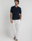 Navy Knit Button Up Shirt