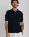 Navy Knit Button Up Shirt