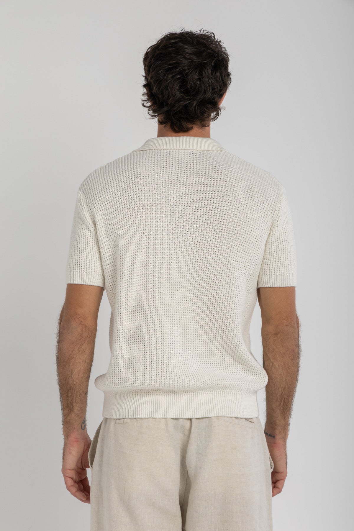 Off-White Crochet Knit Polo – Kai Collections