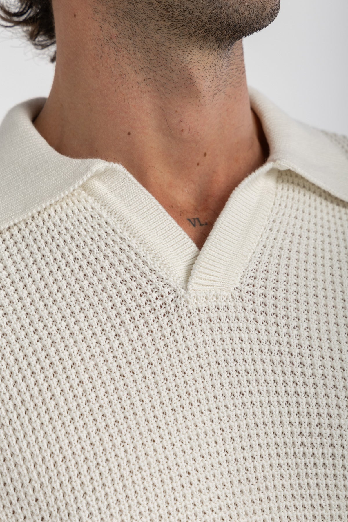 Off-White Crochet Knit Polo – Kai Collections