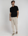 Black Crochet Knit Polo