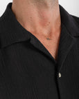 Black Jaquard Cuban Shirt