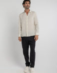 White Pin Stripe Linen Shirt