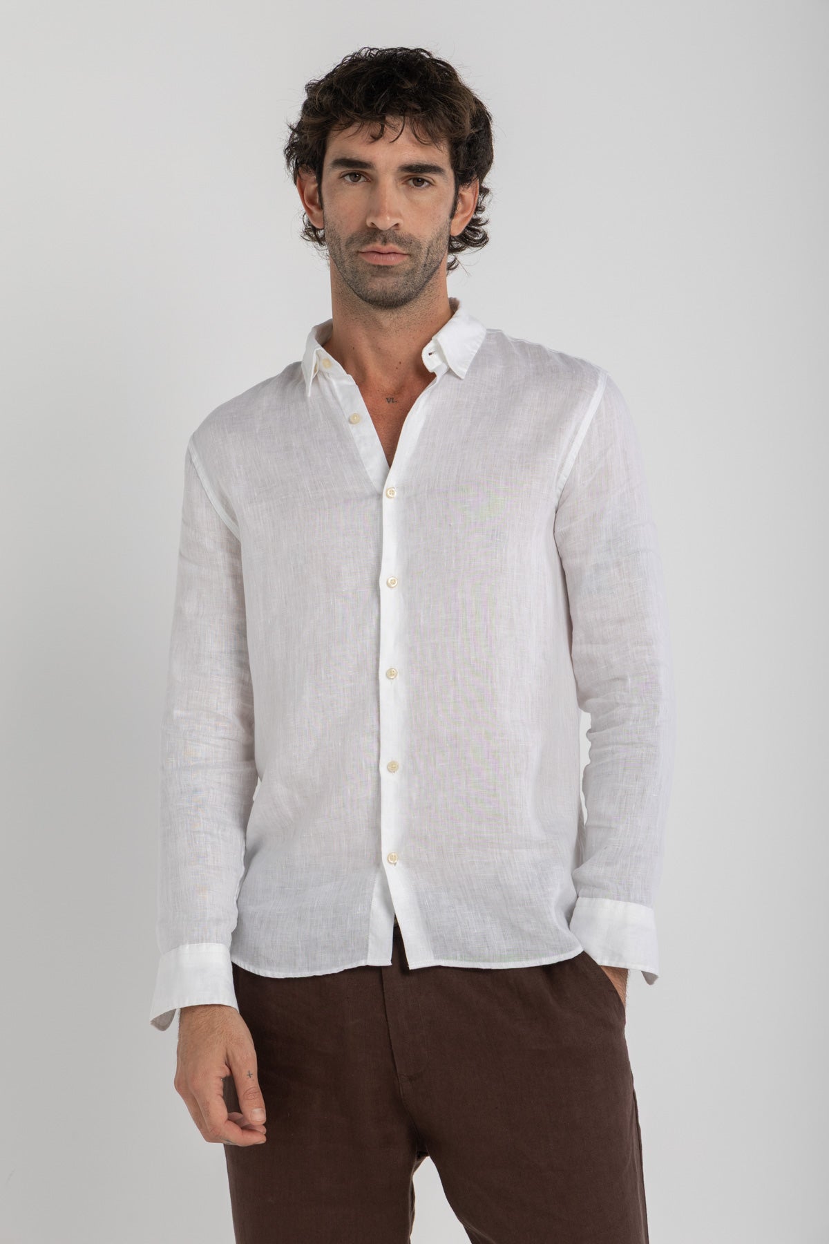 Men's White Linen Shirt  Kai Collections