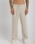 Beige Wide Leg Linen Pants
