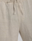Beige Wide Leg Linen Pants