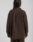 Women's Brown Linen Crinkle Shirt