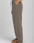 Womens Olive Linen Crinkle Pants