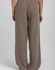 Womens Olive Linen Crinkle Pants