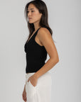 Black Knit Flower Top