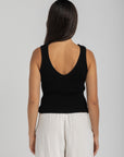 Black Knit Flower Top