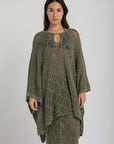 Women's Olive Crochet Poncho