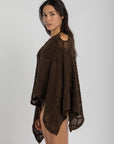 Women's Brown Crochet Poncho