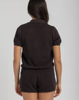 Women's Knit Brown Polo