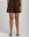Women's Dark Mocha Linen Shorts