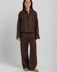 Women's Dark Mocha Linen Pants