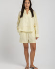 Women's Baby Yellow Linen Shorts