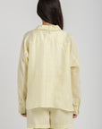 Women`s Baby Yellow Linen V-Neck Top