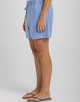 Women's Capri Blue Linen Shorts