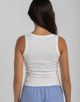 Women's White Ribbed Tank Top