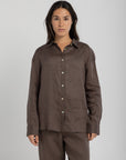 women`s dusty taupe linen shirt