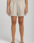 Women's Beige Linen Shorts