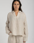 Women's Beige Linen Shorts