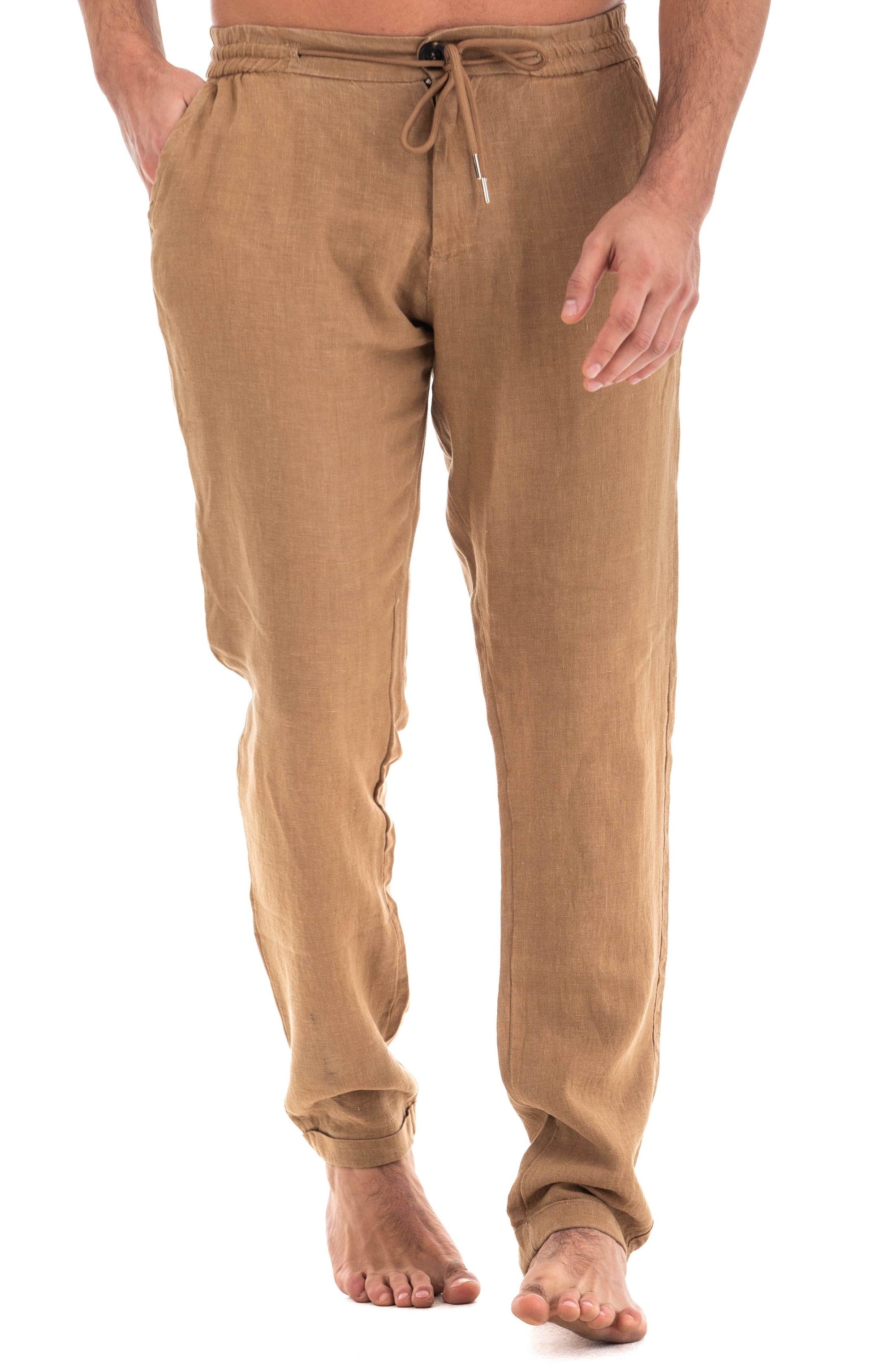 Men`s Pecan Linen Pants