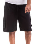 Black Cargo Sweat Shorts