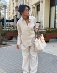Women's Beige Linen Pants