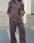 Women's Brown Linen Shirt