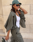 Women's Olive Linen Shirt
