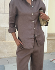 Women's Brown Linen Shirt
