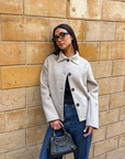 Women's Beige Wool Button Jacket