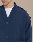 Navy Textured Cardigan