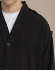 Unisex Black Textured Cardigan