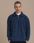 Navy Textured Quarter Zipper
