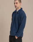 Navy Textured Quarter Zipper