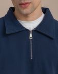 Navy Textured Quarter Zipper