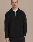 Black Textured Quarter Zipper