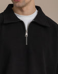 Black Textured Quarter Zipper