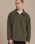 Olive Textured Quarter Zipper