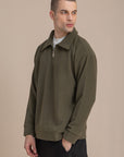 Olive Textured Quarter Zipper