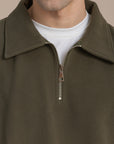 Olive Textured Quarter Zipper