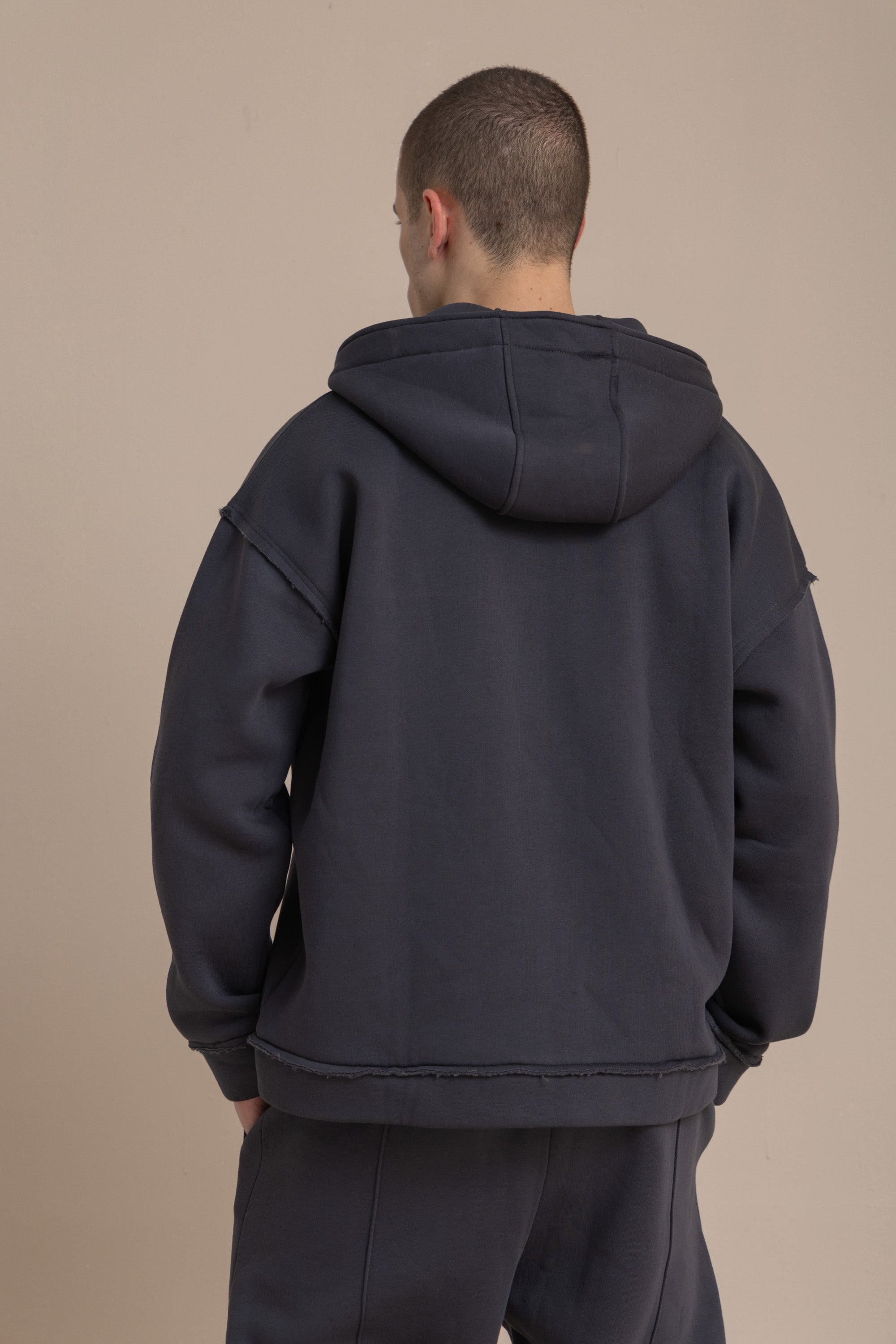 Charcoal Zip Up Distressed Hoodie – Kai Collections