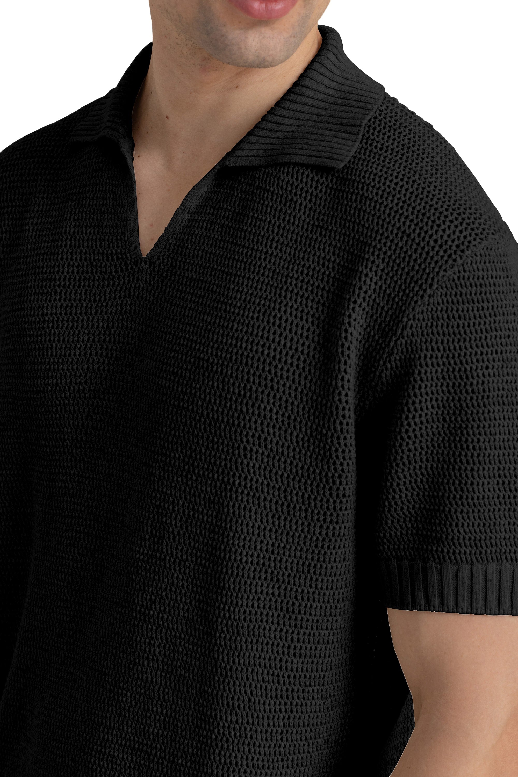 Black Summer Knit Polo – Kai Collections