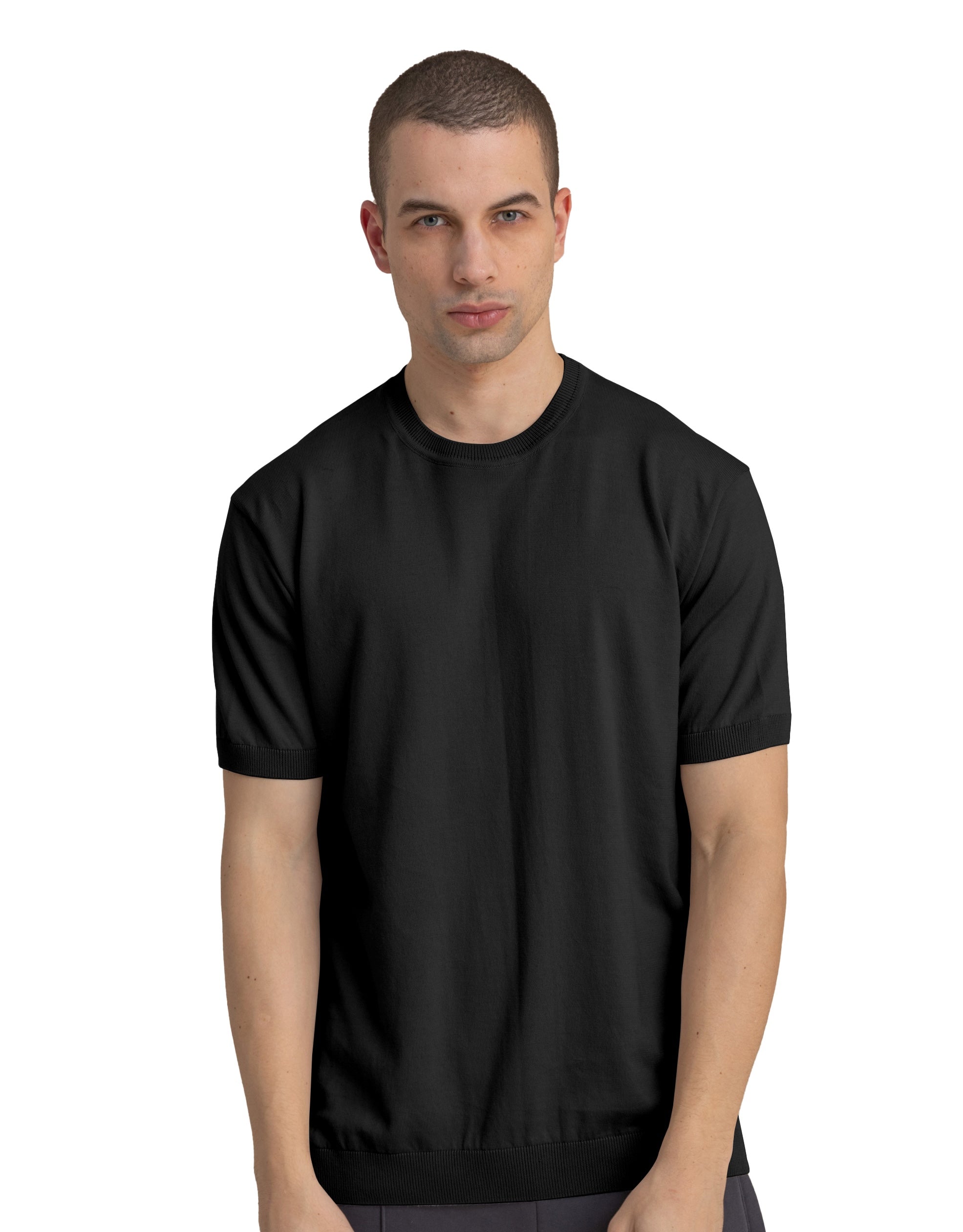 Black Knitted T-Shirt