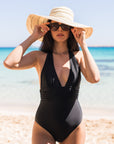 Black Halter Wrap One Piece