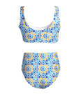 Blue Arabesque Bikini Top