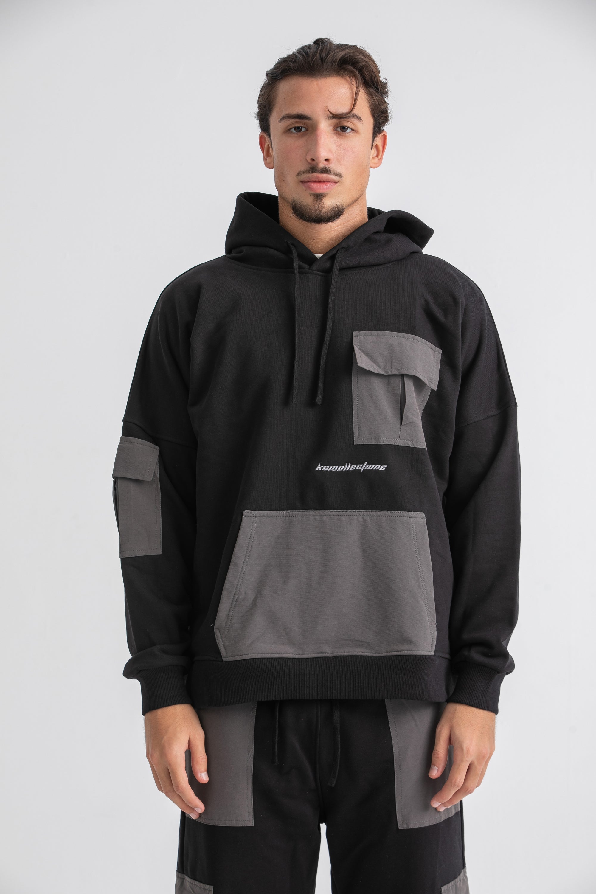 Black & Grey Cargo Hoodie